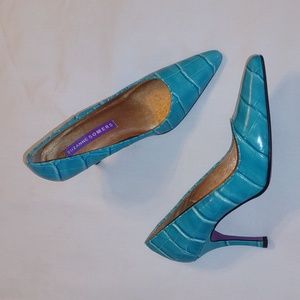 Suzanne Somers Blue Faux Alligator Stiletto Heels